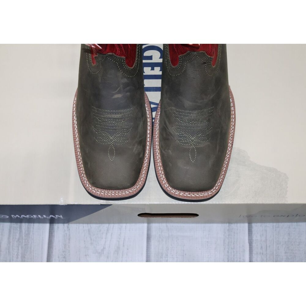 NEW Justin Show Stopper 11” Cowboy Boots Square Toe Red Leather FN7120 Mens 10D - Picture 5 of 13
